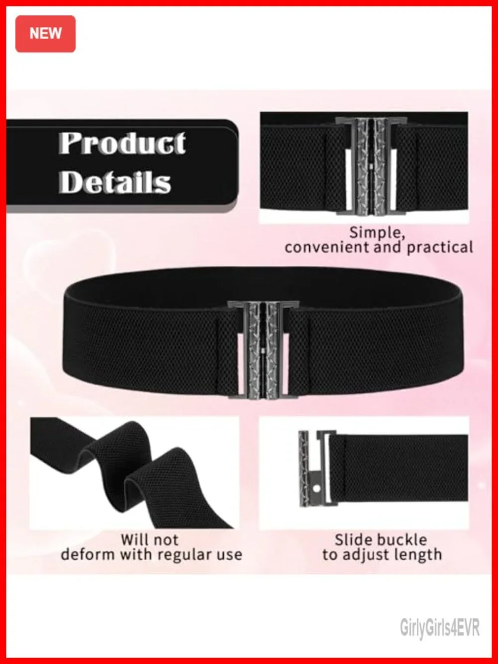 Wide Stretchy Elastic Waist Belt Women Adjustable Vintage Buckle Cinch Belt